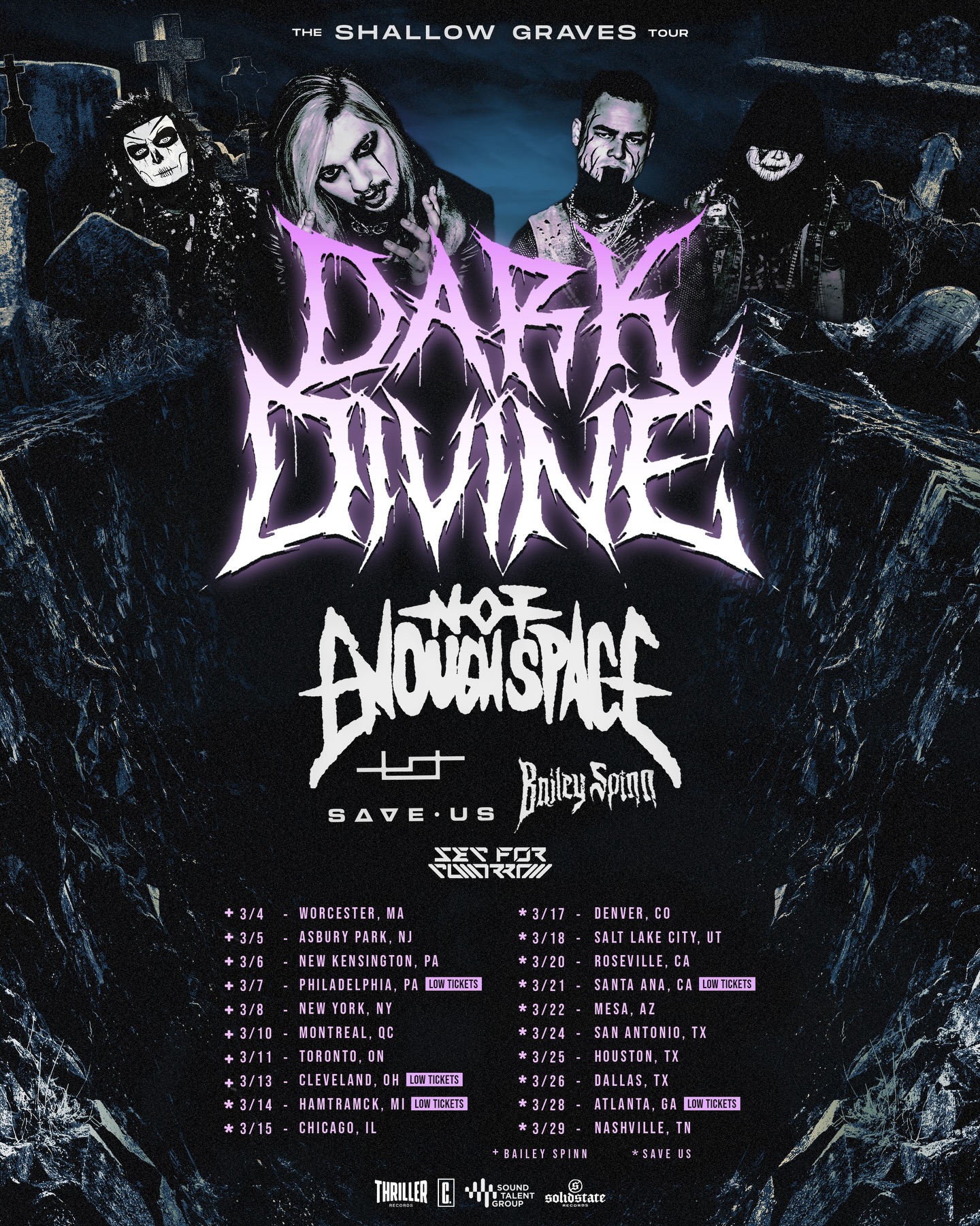 Dark Divine The Shallow Graves Tour Poster 2024